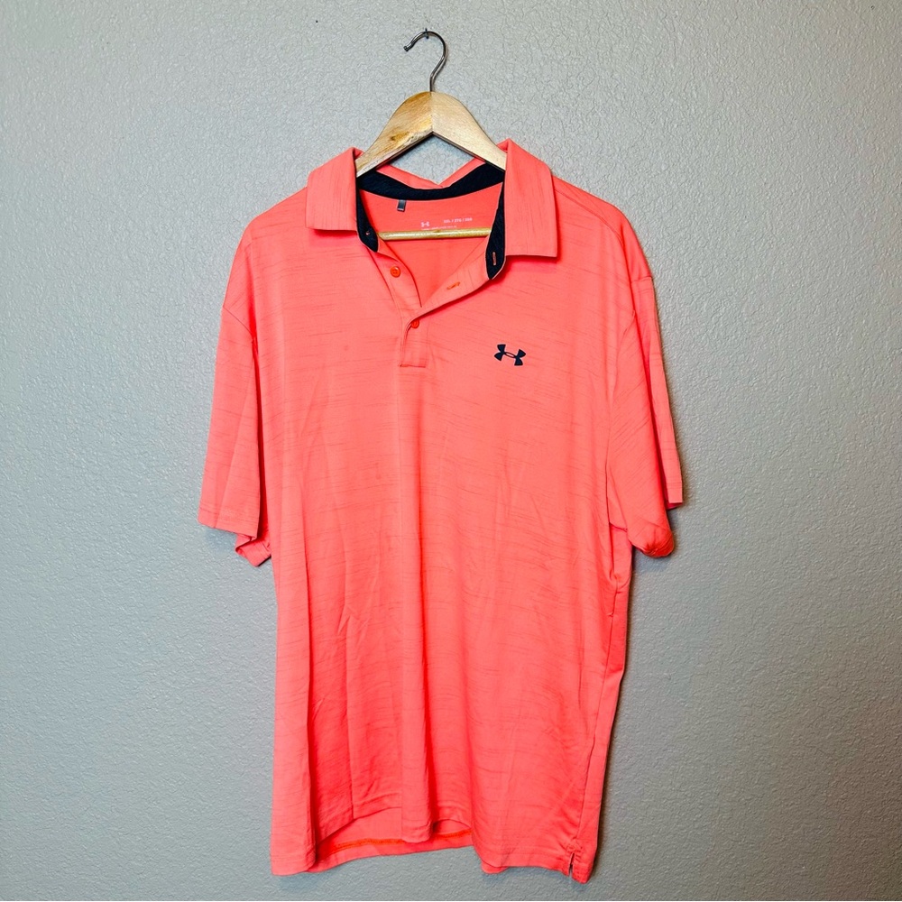 Under Armour Men's Neon Orange Golf Polo Shirt Size XXL